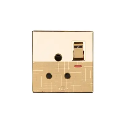 Picture of HEE by HAMKO Marigold 15A 3pin Round socket with switch-Gold