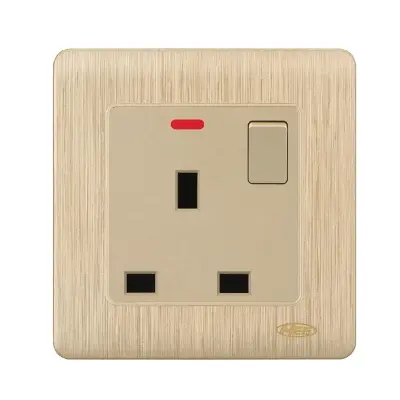 Picture of HEE By HAMKO Rose Gold 13A 3 Pin Flat Switch Socket-Gold