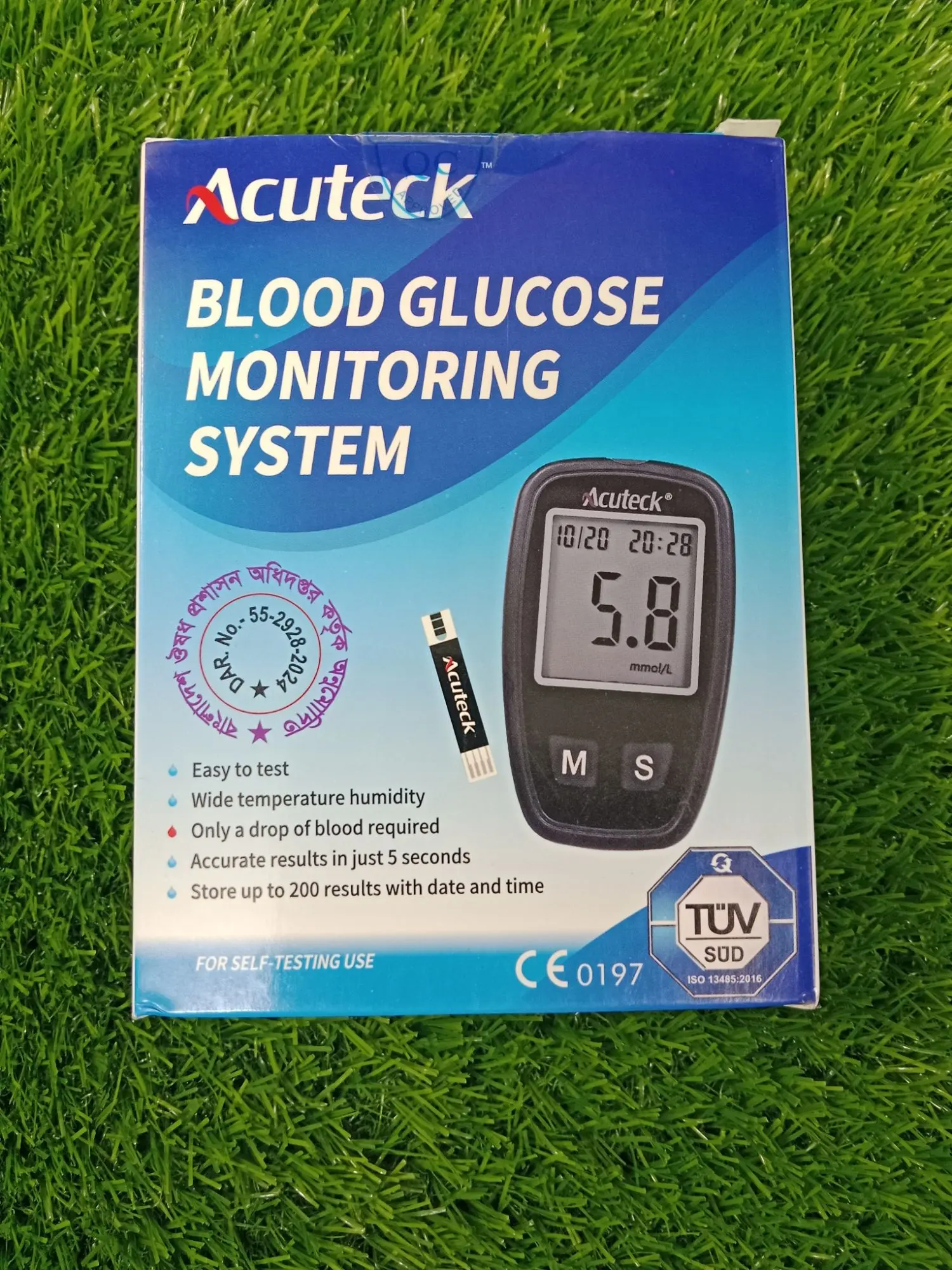 Picture of Blood Glucose Monitoring Machineexactive Vital Glucose Meter Honstime With 10 Free Strips - Black