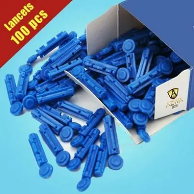 Picture of Lancets - Blood Lancet Sterile Needle For Blood Glucose Meter Pen - 100 Pcs - Blue