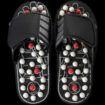 Picture of Spring Acupressure and Magnetic Therapy Accu Paduka Slippers - Unisex - Black