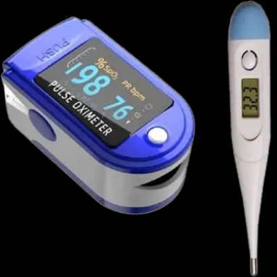 Picture of Pulse Oximeter Fingertip and Thermometer (Blue) Combo - Multicolor