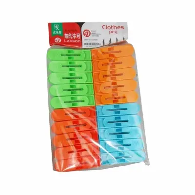 Picture of 20 Pcs Big Colorful Clothes Peg Set Strong Grip Plastic Clips