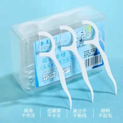 Picture of Dental Floss Toothpick (30pcs Box) – Disposable Interdental Cleaning Sticks