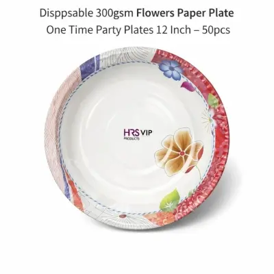 Picture of Disposable 300gsm Flowers Paper Plate One Time Party Plates 12 Inch – 50pcs