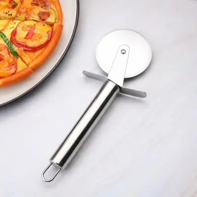 Picture of Stainless Steel Pizza Cutter Wheel Round Roller Knife – Silver