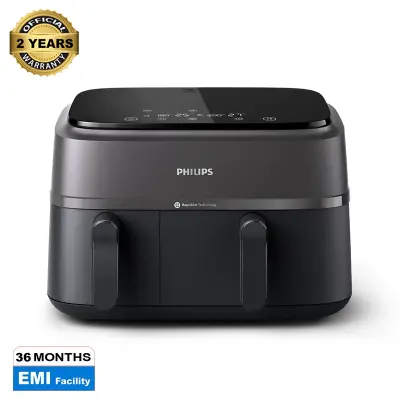 Picture of "Philips Airfryer NA350/00 – Dual Drawer, 9.5 Qt (9L) Capacity *Special Feature Programmable, *Temperature Control,* Timer Product Dimensions *15""D x 17.4""W x 12.3""H*Capacity 9 Liters *Material Plastic"