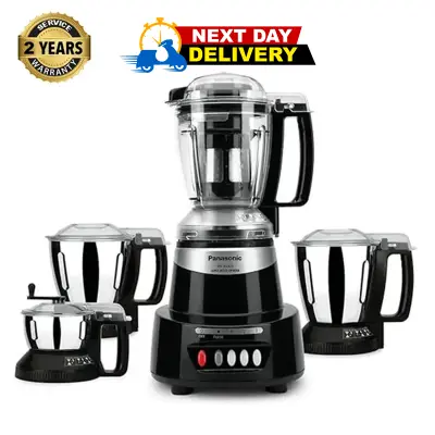 Picture of Panasonic 1500W Max (9-in-1) Heavy Duty Mixer Grinder, 4 Jars, 360 Degree Rotating Pusher , SS-304 Hardened Blade,  Double Safety Locking System (MX-AV425) Black 
