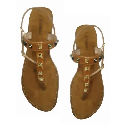 Picture of Girls Gorgeous New Design Slim Heels Stone Style Flat Sandals- Ladies New Collection Cheap Price Shoes - Womens Back Belt Shoes