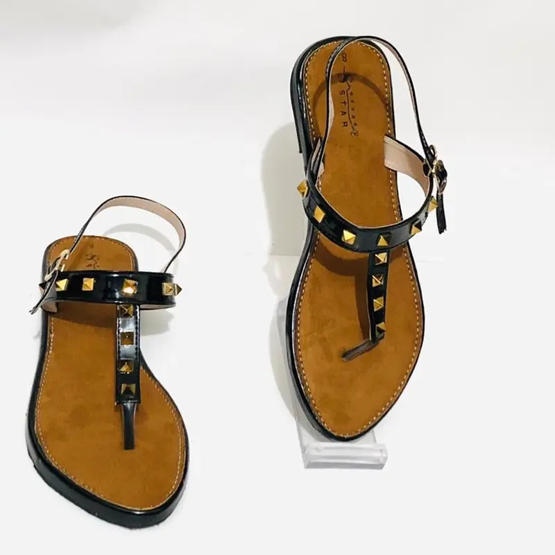 Picture of Girls Gorgeous New Design Slim Heels Stone Style Flat Sandals- Ladies New Collection Cheap Price Shoes - Womens Back Belt Shoes