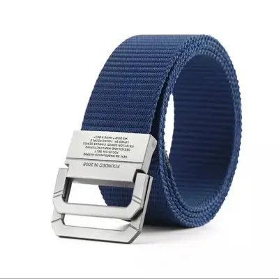 Picture of Mens belt secure your pants in style with Fashion canvas belt alloy bakal double ring double D Nylon elastic belt (One size)