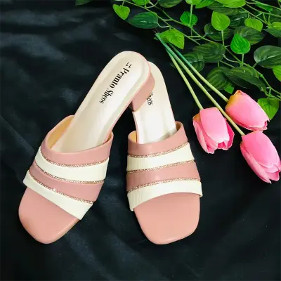 Picture of Ladies Hi Heel Party Shoes Pink and Black. Ladies High Quality Party Heel Shoes