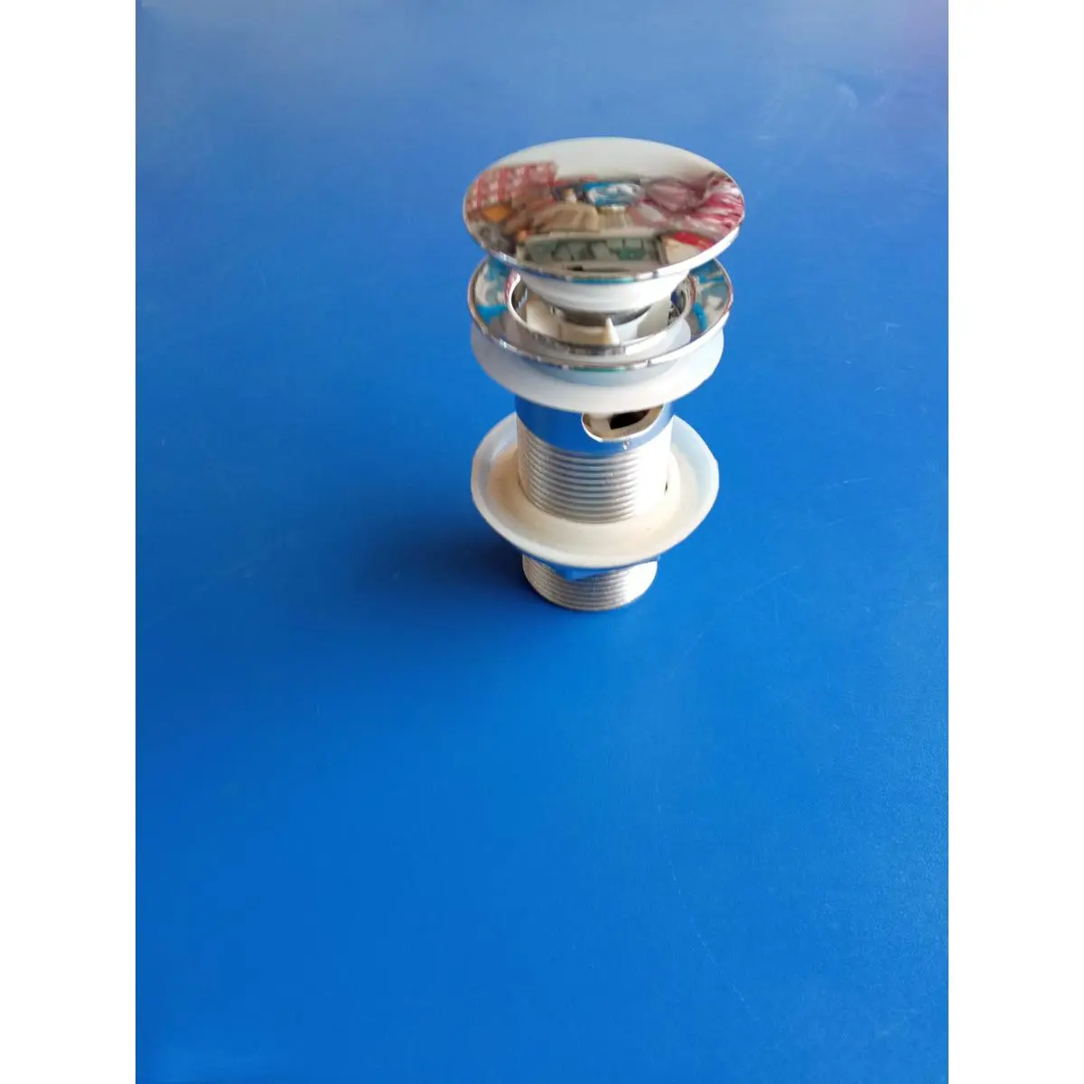 Picture of Bathroom Waste Pop Up Push Button Basin Sink Slotted Brass Chrome Plug Waste