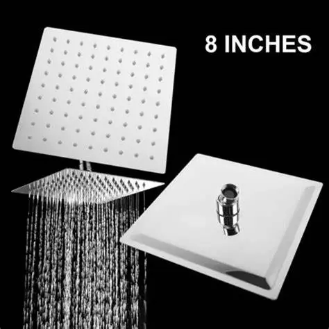 Picture of 8" Shower with 16inch square  Shower Pipe  for Bathroom/washroom | Wall Mounted & Ceiling Mounted Shower Head with Arm | Bathroom Shower Head Bracket Bar