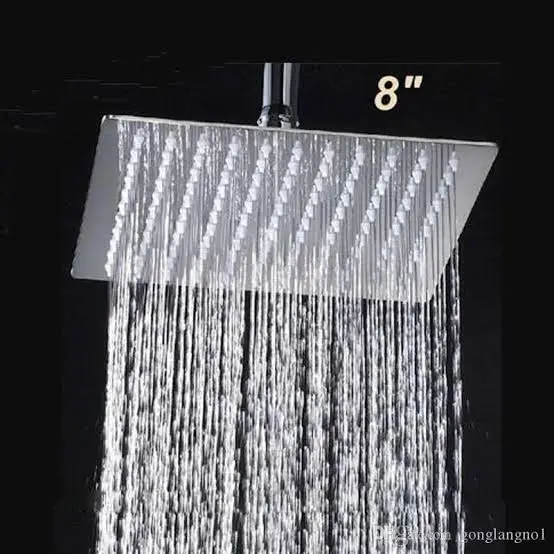 Picture of 8" Shower with 16inch square  Shower Pipe  for Bathroom/washroom | Wall Mounted & Ceiling Mounted Shower Head with Arm | Bathroom Shower Head Bracket Bar