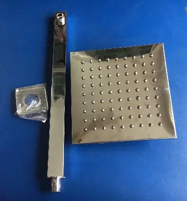 Picture of 8” shower head and 20” arm full stainless steel rainfall shower set with anti blocking stainless steel nozzle (Silver)