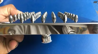 Picture of 8” shower head and 20” arm full stainless steel rainfall shower set with anti blocking stainless steel nozzle (Silver)