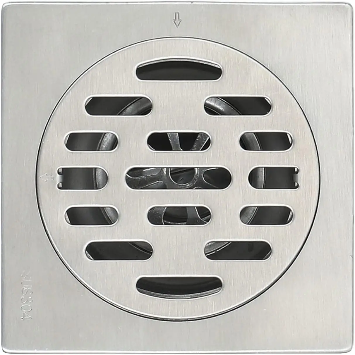 Picture of Square Floor Drain, 304 Stainless Steel Brushed Bathroom Floor Drain, 5inch Shower Floor Drain with Removable Cover and Hair Strainer, for Kitchen, Washroom, Bathroom Show (Silver)
