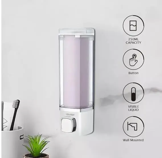 Picture of Shampoo & Soap Dispenser | Wall Mounted | Soap Dispenser for Kitchen & Bathroom | Refillable, Lightweight & Durable | Easy to Clean |- 250 ml