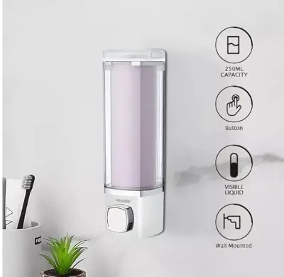 Picture of Shampoo & Soap Dispenser | Wall Mounted | Soap Dispenser for Kitchen & Bathroom | Refillable, Lightweight & Durable | Easy to Clean |- 250 ml