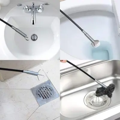 Picture of Drain Cleaner with Hook - Cleaning Tool to Remove Hair from the Sink - Drain Cleaner and Bathroom and Kitchen Pipes (160 cm) (Black)
