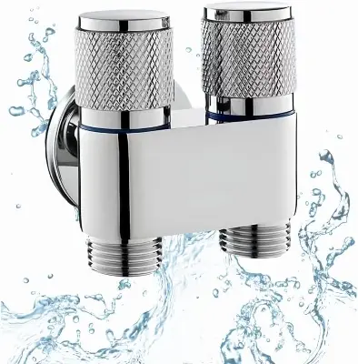 Picture of 1 in 2 Out Dual Control Valves for Washing Machine - Bathroom Faucet, & Pull Out Sprayer, Accessory for Easy Temperature & Flow Control, Bathroom Upgrade2 in one silver