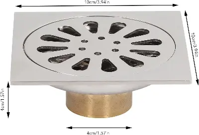 Picture of MADE IN CHINA Floor Drain, Electroplating Copper Stainless Steel Fast Drainage, Shower Floor Drain, Hair Strainer Floor Drain for Home Bathroom Kitchen Garage Garden Balcony Washing Machine (Silver)