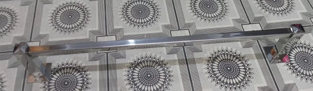 Picture of 24-Inch Single Towel Bar, Bathroom Kitchen Towel Holder, Wall Mounted SUS304 Stainless Steel Towel Rack Square Shape (Silver)