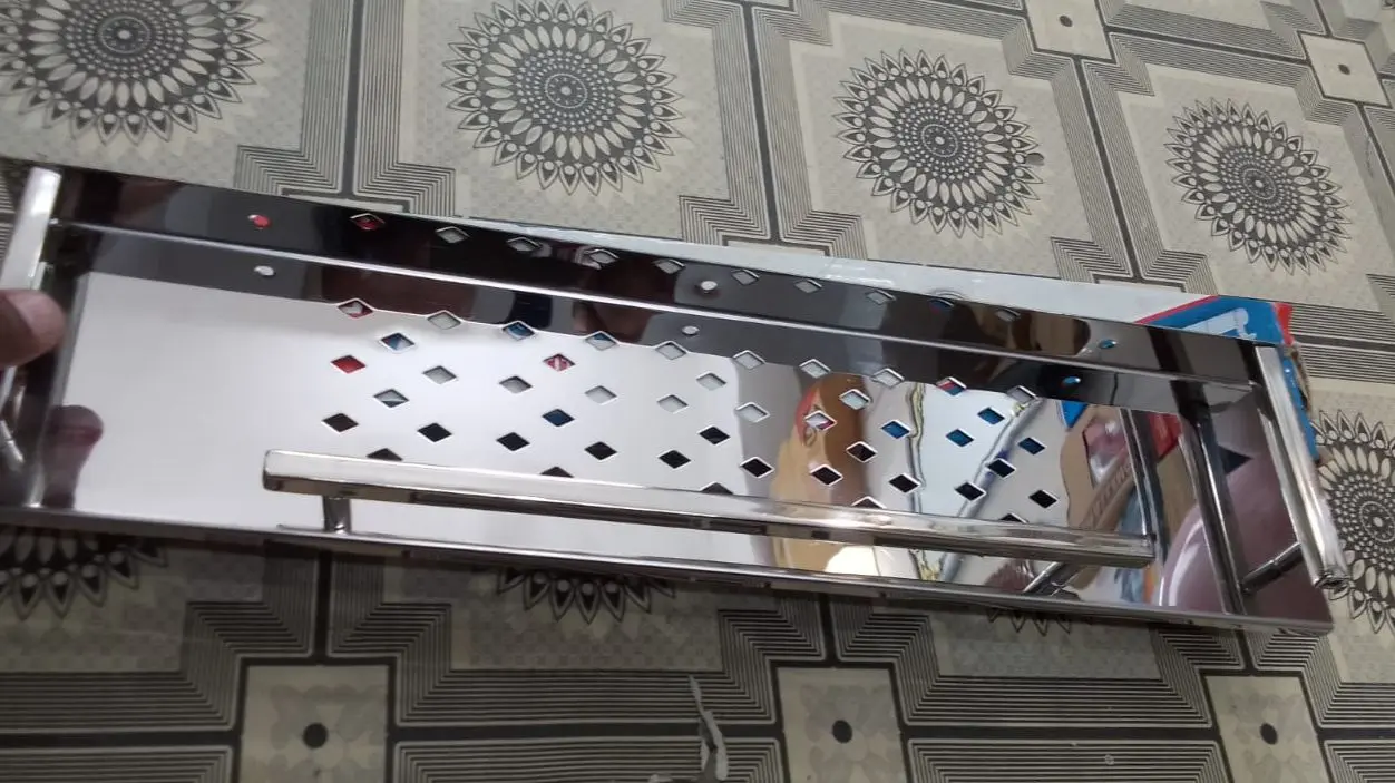 Picture of Bathroom Shower Shelf / Basin Shelf 20-21 Inch Bathroom Shelf Wall Mount Shower 100% Stainless Steel (Silver)