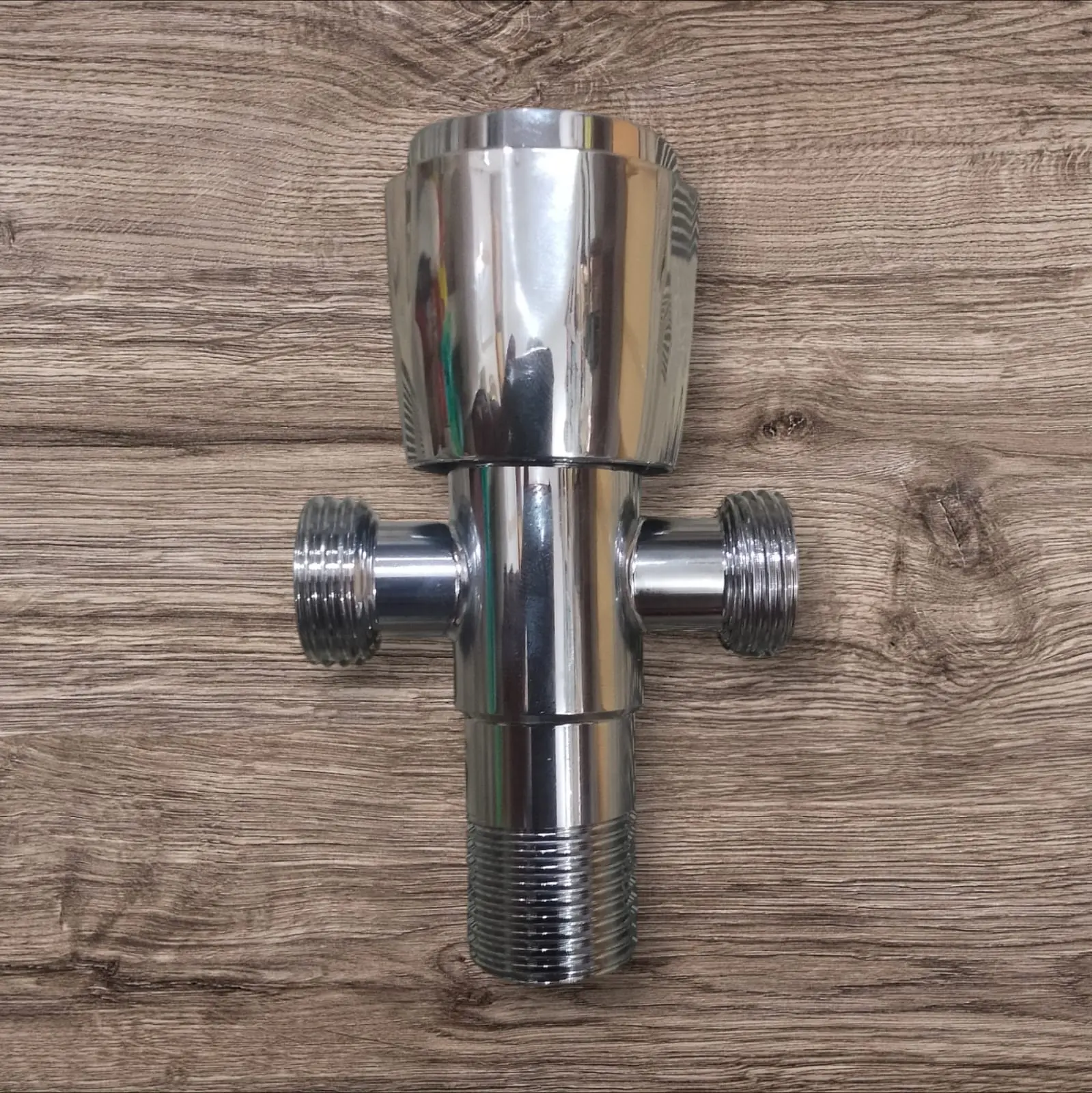 Picture of 1/2 Inch 3 Way/2in one Angel valve/ Shower Diverter Valve, Brass Body, Globe Valve, Bathtub & Shower Diverter, Chrome & Brass Finish (Silver)