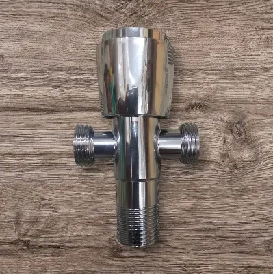 Picture of 1/2 Inch 3 Way/2in one Angel valve/ Shower Diverter Valve, Brass Body, Globe Valve, Bathtub & Shower Diverter, Chrome & Brass Finish (Silver)