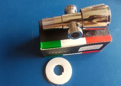 Picture of 1/2 Inch 3 Way/2in one Angel valve/ Shower Diverter Valve, Brass Body, Globe Valve, Bathtub & Shower Diverter, Chrome & Brass Finish (Silver)