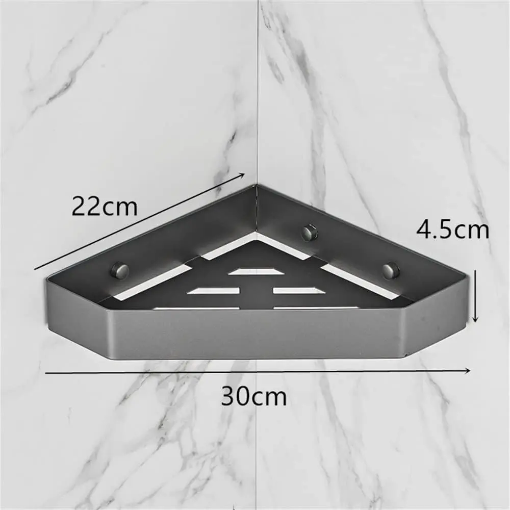 Picture of Diamond Shape Double Layer Stainless steel Shower Shelf Racks Bathroom Shelf, Chrome Bath Shower Shelf, Stainless Steel, Bathroom Corner Shelf, Wall Mounted  Kitchen Storage Holder Shower Caddy (Silver)