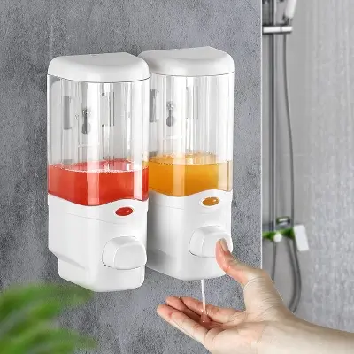 Picture of Liquid Soap Dispenser Space Saving Odorless Wall Mount Shampoo Dispenser Safe Locking Lid Transparent For Washing Up Liquid For Bathroom-china