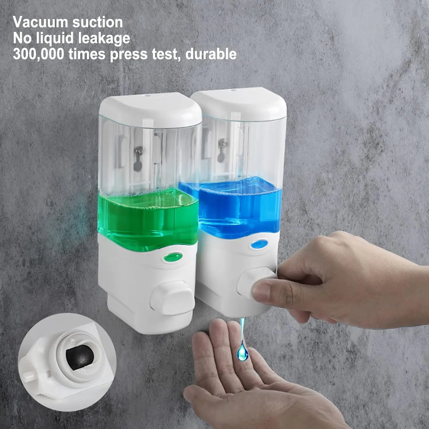 Picture of Liquid Soap Dispenser Space Saving Odorless Wall Mount Shampoo Dispenser Safe Locking Lid Transparent For Washing Up Liquid For Bathroom-china