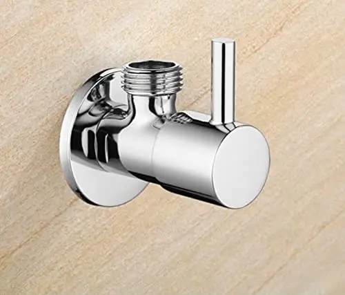 Picture of Brass Handel Angle Cock for Bathroom Angle Valve for Bathroom Angle Wall for Bathroom Angle Cocke for wash Basin Brass Angle Valve for wash Basin -1 Pcs (Silver)