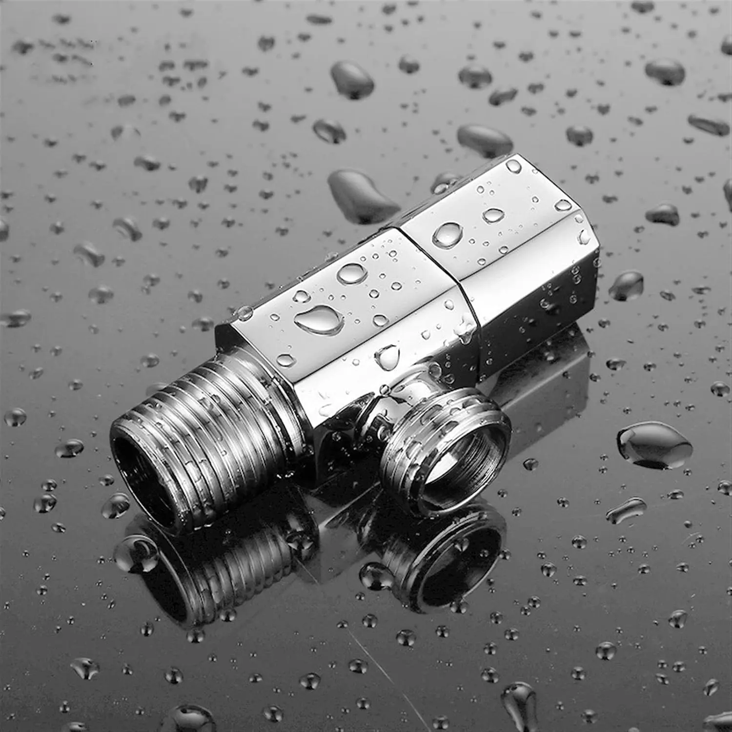 Picture of Valve 1pcs Brass Angle Valve Bathroom Cold Hot Shut Off Water Angle Stop Valve for Faucet and Toilet Kitchen Wall Mounted G 1/2 Threaded Strong and Sturdy (Color : Chrome) (Silver)