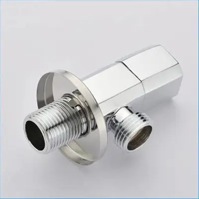 Picture of Valve 1pcs Brass Angle Valve Bathroom Cold Hot Shut Off Water Angle Stop Valve for Faucet and Toilet Kitchen Wall Mounted G 1/2 Threaded Strong and Sturdy (Color : Chrome) (Silver)