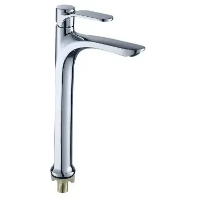 Picture of Tall Body Pillar Cock 12 inch Tap for Wash Basin Counter Top/Table Top Faucet | Foam Flow | Chrome Finish (Silver)
