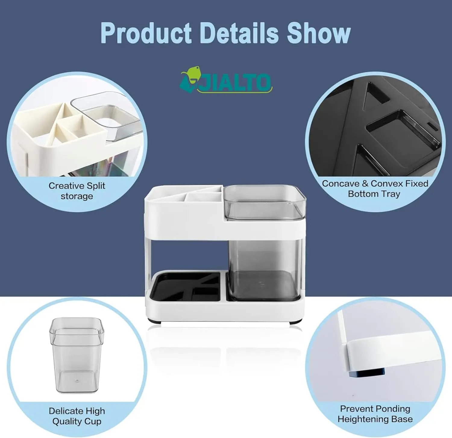 Picture of Toothbrush Holders for Bathroom - Durable and Sturdy Brush Holder, Multipurpose Toothbrush Holder - Perfect for Home Use (1 Cup Holder) (White)