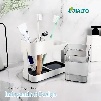 Picture of Toothbrush Holders for Bathroom - Durable and Sturdy Brush Holder, Multipurpose Toothbrush Holder - Perfect for Home Use (1 Cup Holder) (White)