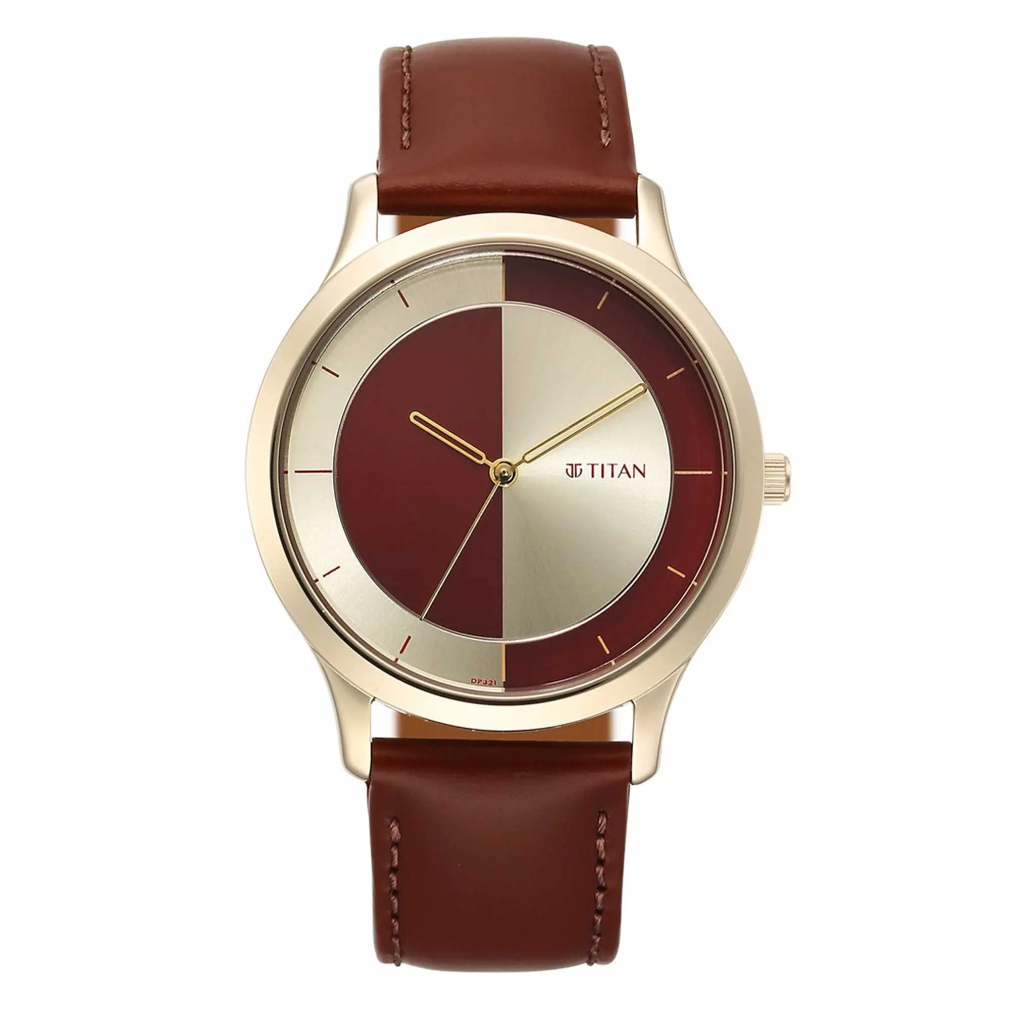 Picture of Titan 1825Wl04 Yin & Yang Red Dial Analog Leather Strap Watch For Men