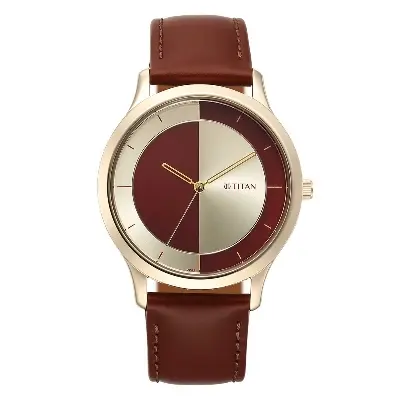 Picture of Titan 1825Wl04 Yin & Yang Red Dial Analog Leather Strap Watch For Men