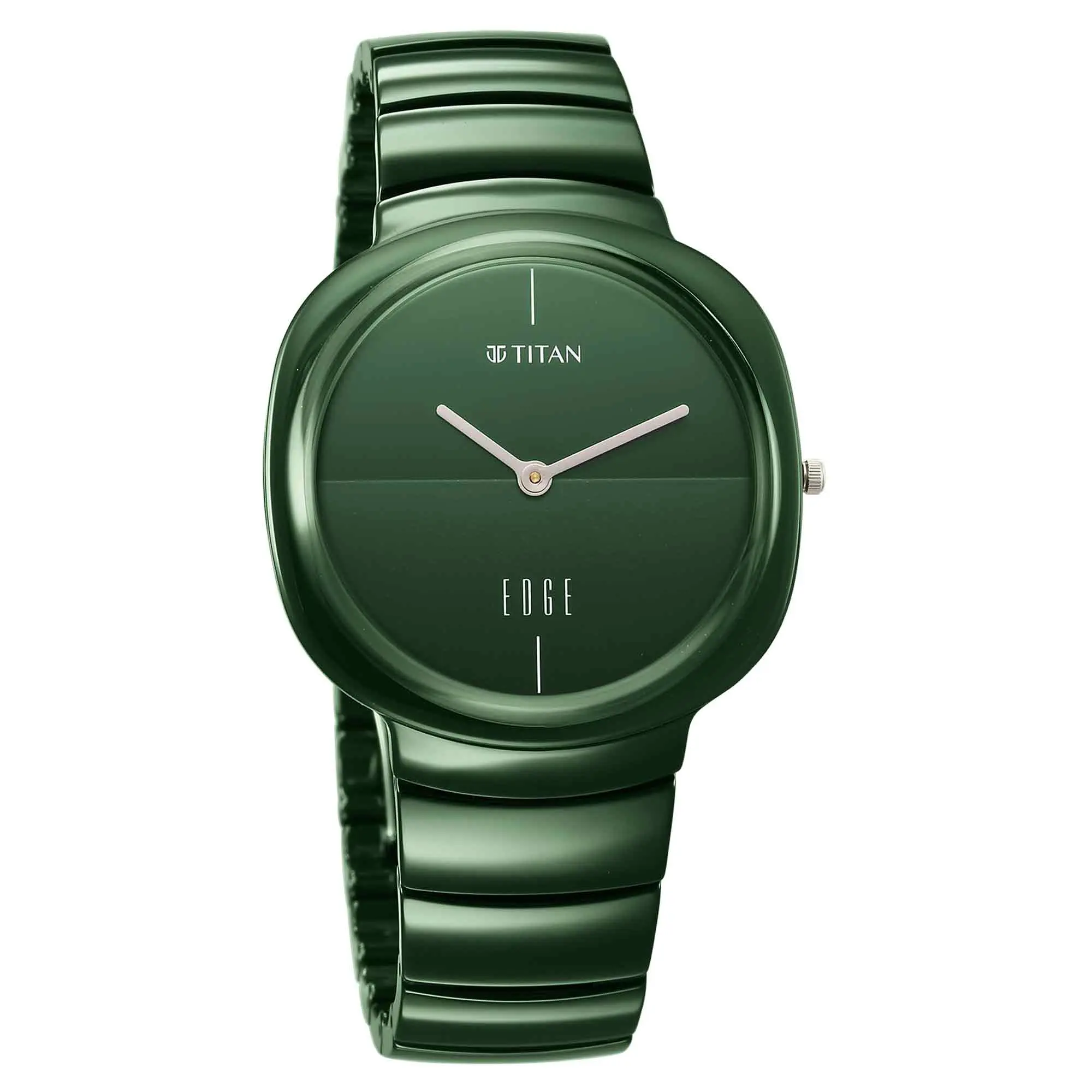 Picture of Titan 1841Qc05 Squircle Camo Quartz Analog Green Dial Ceramic Strap Watch For Unisex