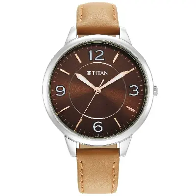 Picture of Titan 2617Sl03 Trendsetters Brown Dial Analog Leather Strap Watch For Women