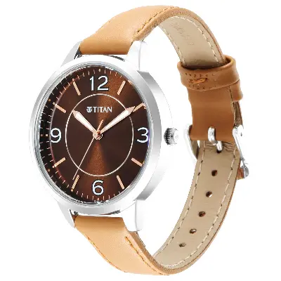 Picture of Titan 2617Sl03 Trendsetters Brown Dial Analog Leather Strap Watch For Women