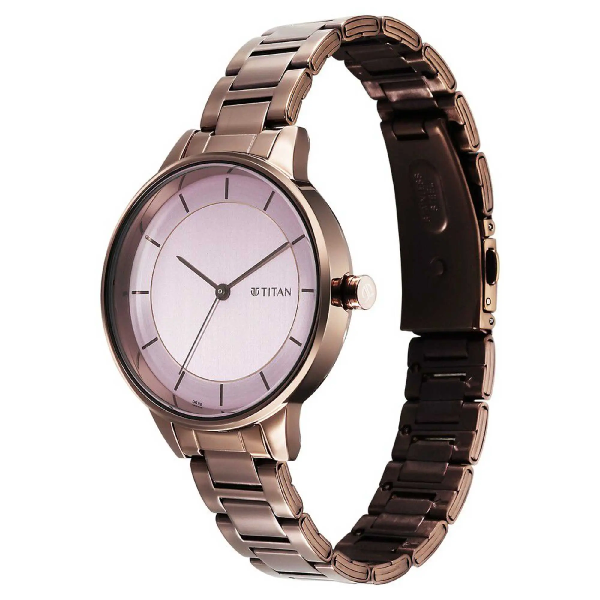 Picture of Titan Razzle Dazzle Quartz Analog Pink Dial Brown Stainless Steel Strap Watch For Women