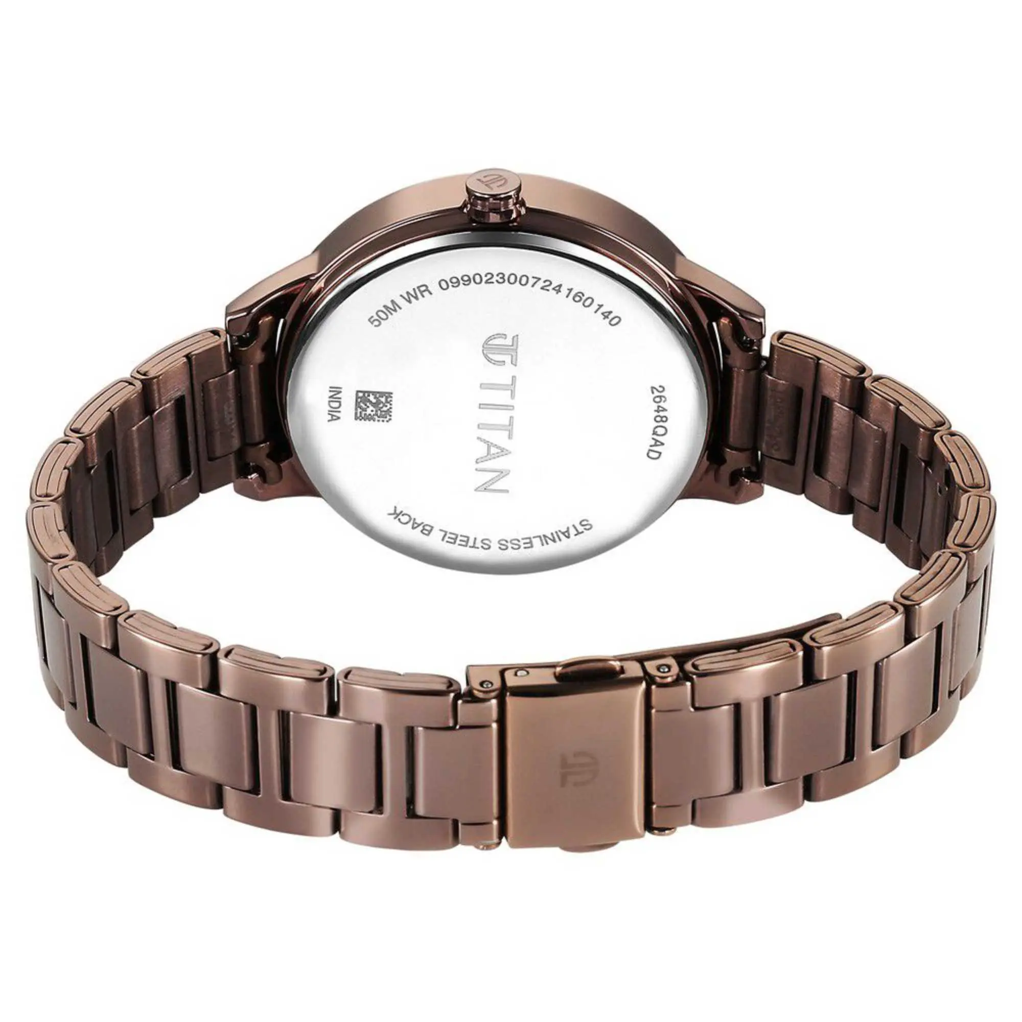 Picture of Titan Razzle Dazzle Quartz Analog Pink Dial Brown Stainless Steel Strap Watch For Women