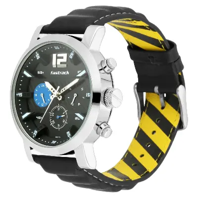 Picture of FastFit Watch with Black Dial and Leather Strap