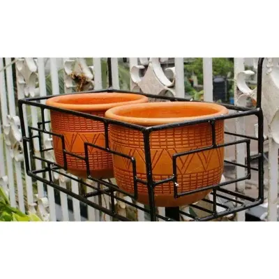 Picture of Metal Grill Rack Hanging Planter Pot 15x8x4 inches -1 Pcs (Black)